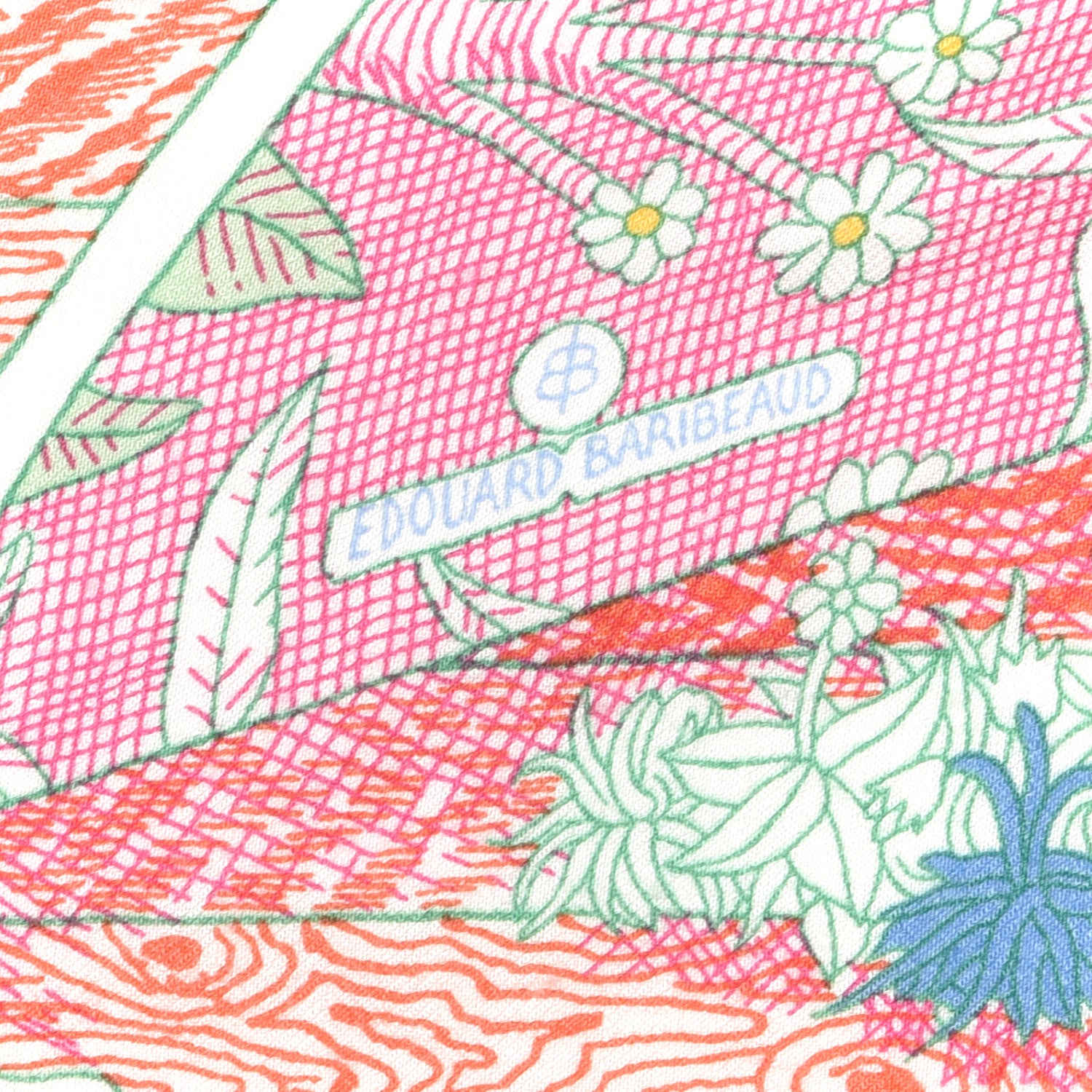 Hermes Cashmere Silk Acte III Scene I La Clairiere Shawl 140 White Rose Corail 2 of 4
