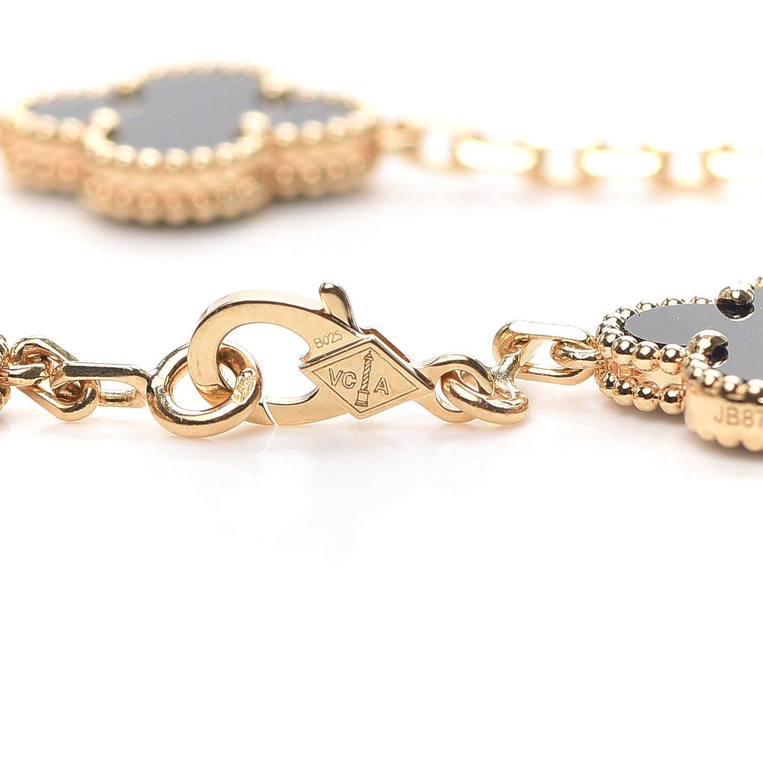 Van Cleef & Arpels 18K Yellow Gold Black Onyx 5 Motifs Vintage Alhambra Bracelet 4 of 8
