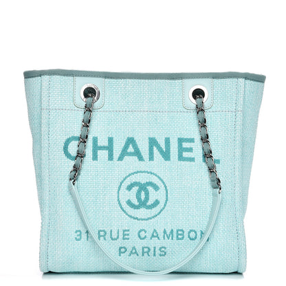 Chanel Woven Straw Raffia Deauville Mini Tote Turquoise 2 of 15