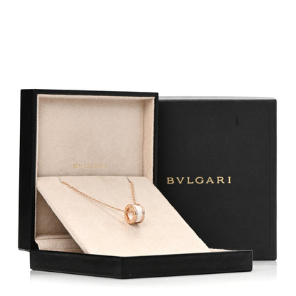 Bulgari 18K Rose Gold White Ceramic Diamond B.Zero1 Pendant Necklace 11 of 11