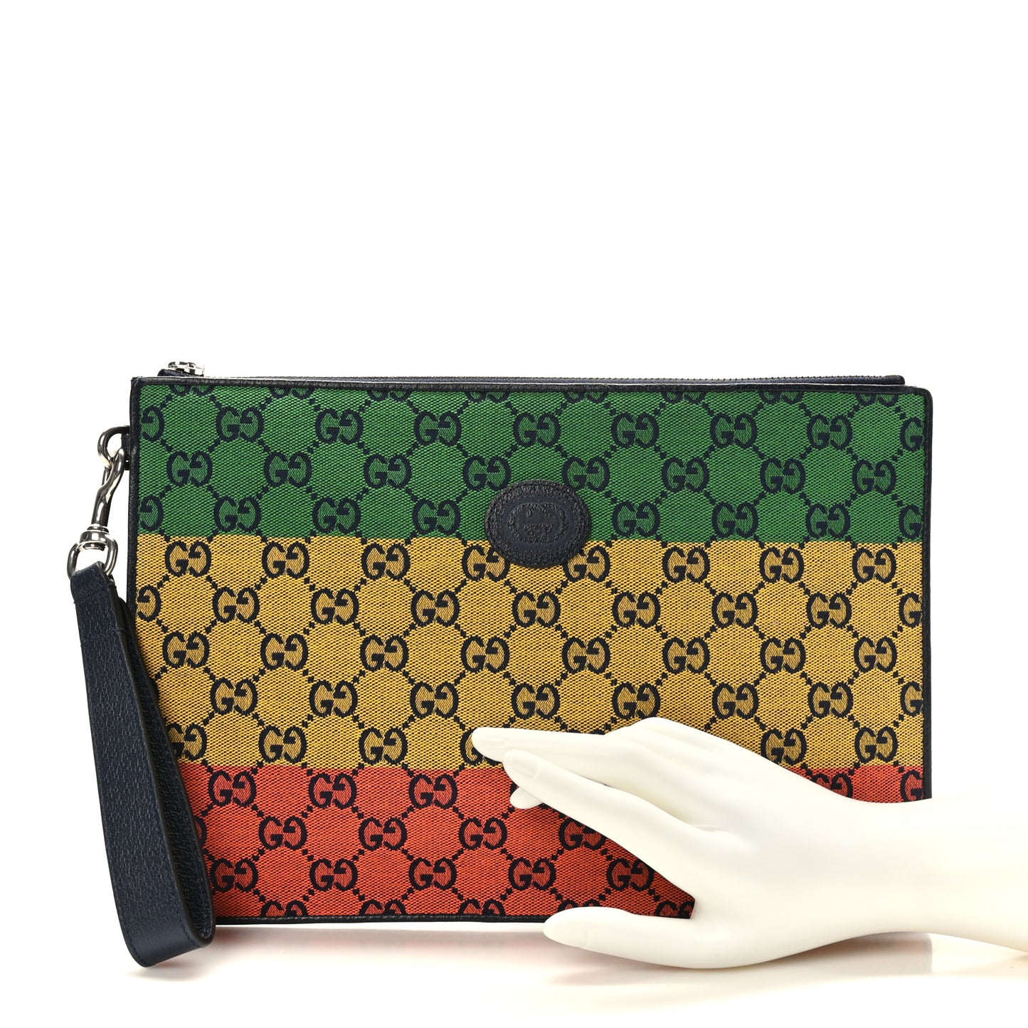 Monogram Multicolor Retro Interlocking G Wristlet Pouch Blue Rainbow Light Blue