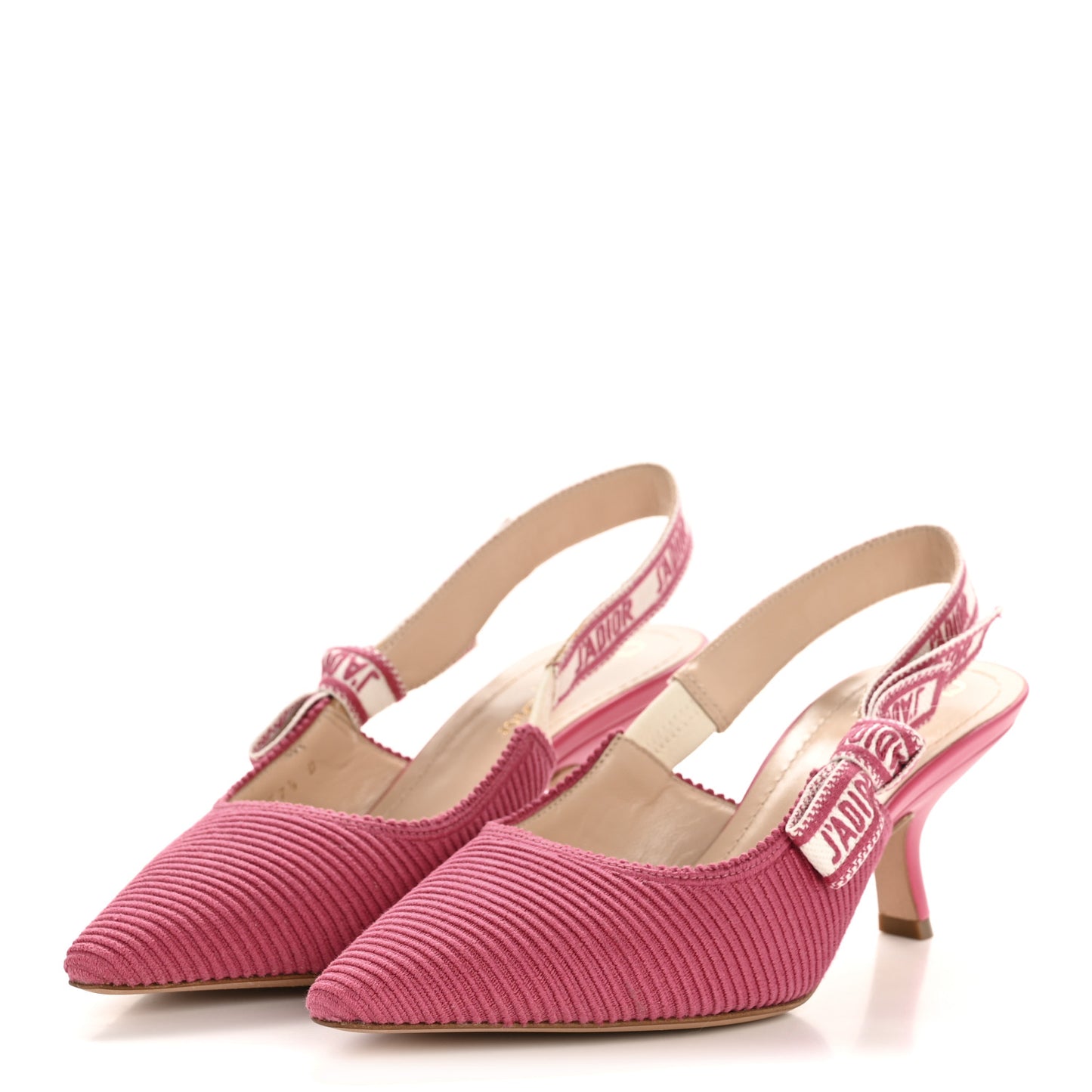Technical Canvas Ribbon J Adior Slingback 65mm Pumps 37.5 Dusty Pink