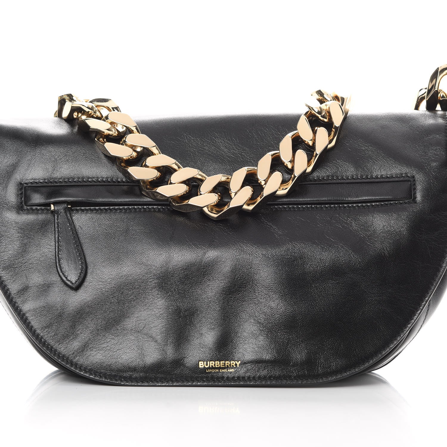 Burberry Lambskin Medium Olympia Chain Shoulder Bag Black 8 of 11