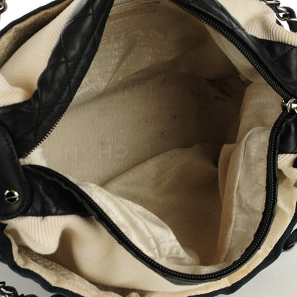 Chanel Canvas Calfskin CC Handbag Black White 5 of 7