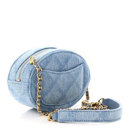 Chanel Denim Printed Chain Clutch Dark Blue 3 of 10