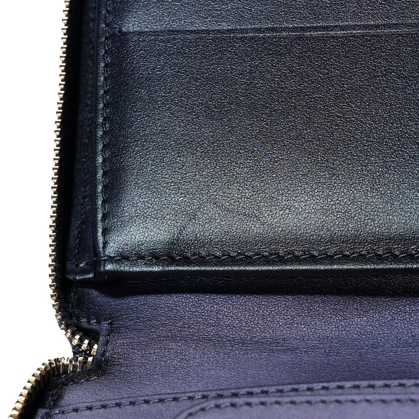 Iridescent Caviar Quilted Long Zip Around Wallet Black