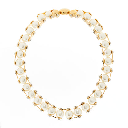 Louis Vuitton Metal Pearl LV Speedy Pearls One Rank Necklace White Gold 1 of 4