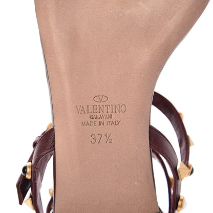 Valentino Garavani Calfskin Rockstud Rolling Cabochon Ankle Wrap Flat Thong Sandals 37.5 Cacao 6 of 8