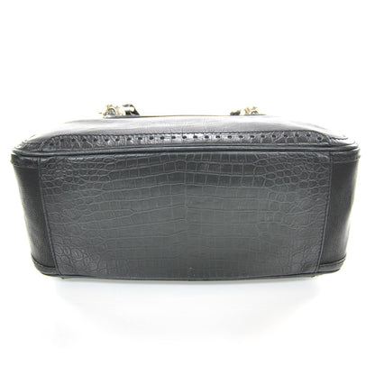 Celine Crocodile Embossed Leather Boogie Satchel Black 4 of 10