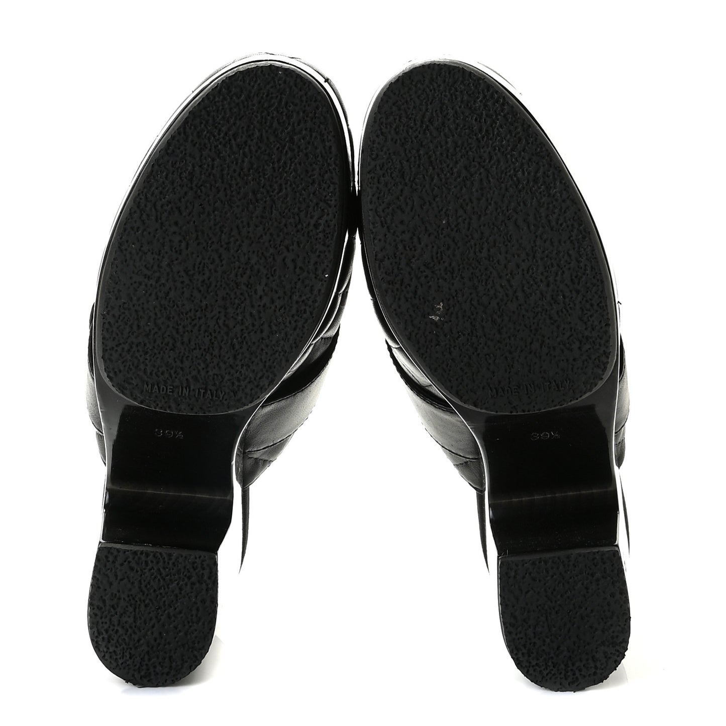 Lambskin Quilted CC Turn Lock Clogs 39.5 Black