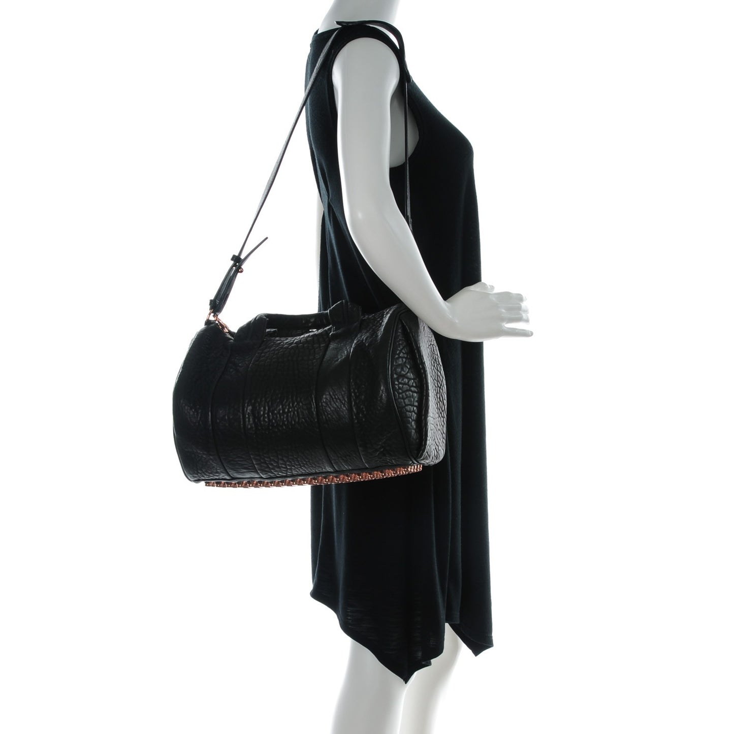 Pebbled Lambskin Rocco Black Rose Gold Hardware