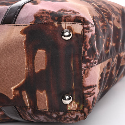 Prada Tessuto Nylon Stampato Alabastro Print Tote Pink Brown 10 of 10
