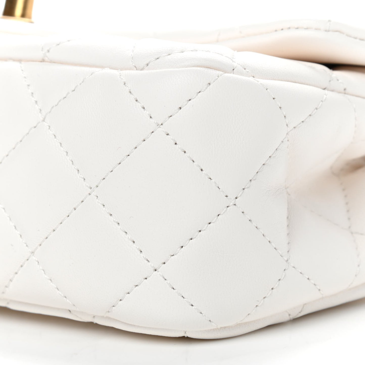 Lambskin Quilted Mini Rectangular Pearl Crush Flap White
