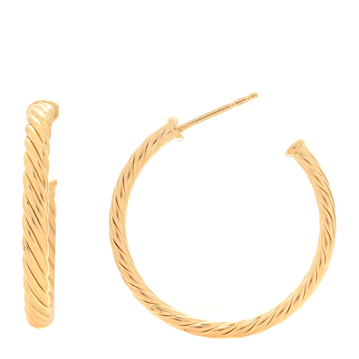 18K Yellow Gold Small Cablespira Hoop Earrings
