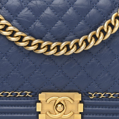 Chanel Aged Calfskin Quilted New Medium Jacket Boy Flap Blue 8 of 11
