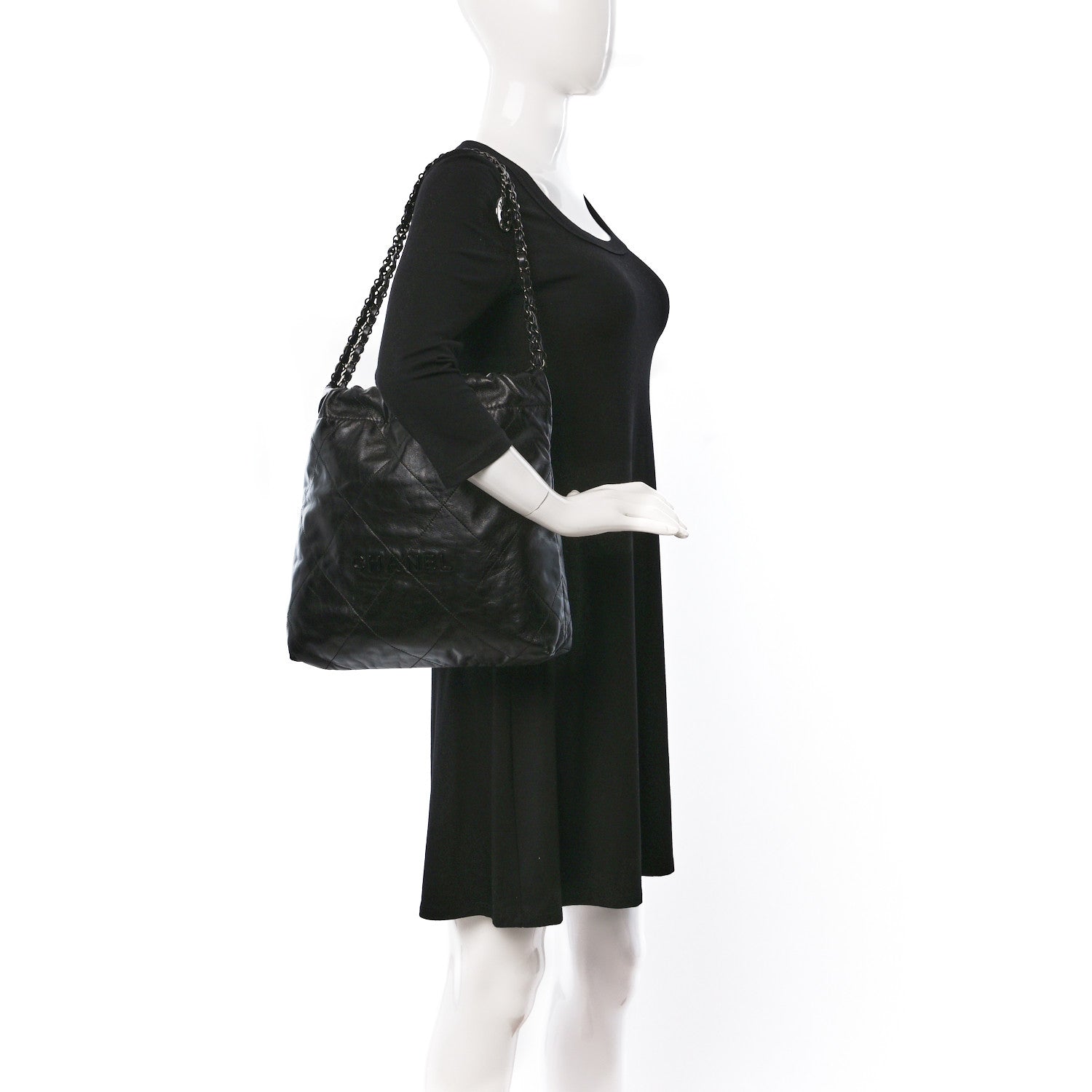 Chanel Shiny Calfskin Quilted Small Chanel 22 So Black 2 of 11