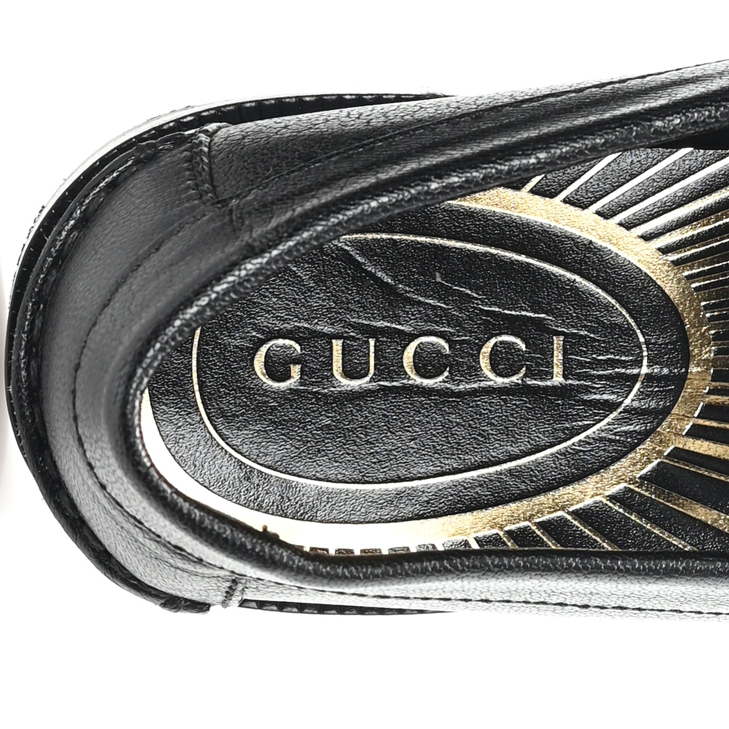 Gucci Goatskin Womens Logo 15mm Loafers 35.5 Black 8 of 10