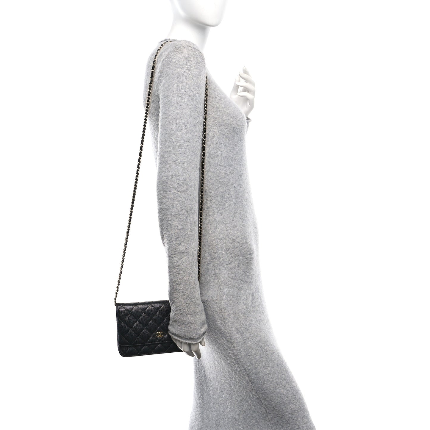 Caviar Quilted Wallet On Chain WOC Black