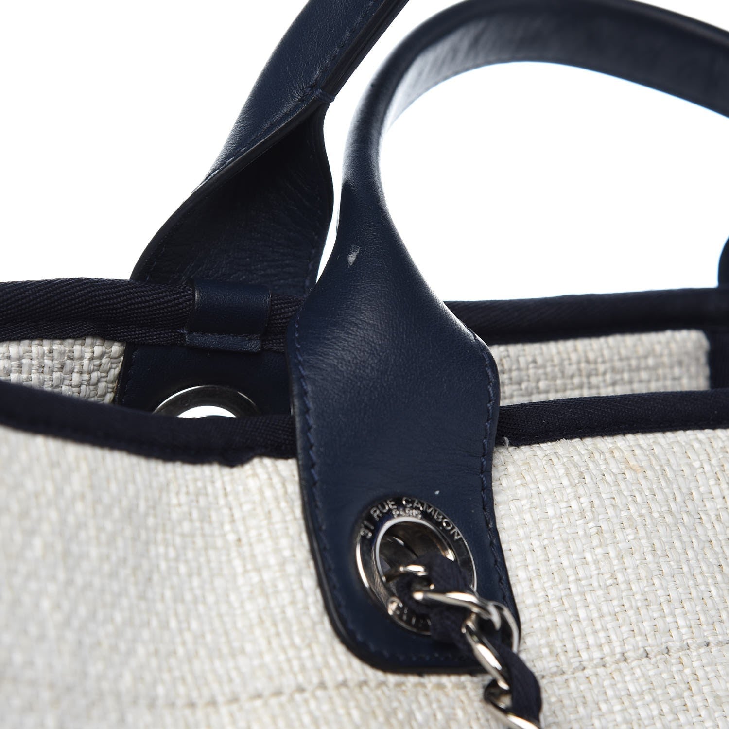 Chanel Woven Straw Raffia Extra Large Deauville Tote White Navy 15 of 17