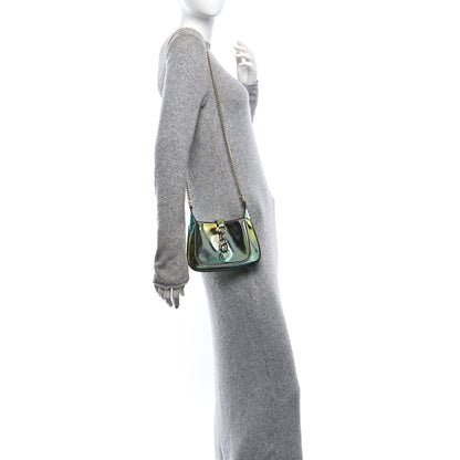 Gucci Piuma Shade Lux Mirrored Calfskin Mini Jackie Notte Bag Glacial Yellow Silver 2 of 9