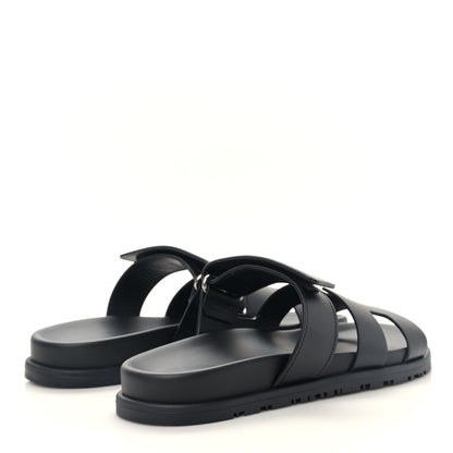 Hermes Calfskin Womens Chypre Sandals 37 Black 4 of 9