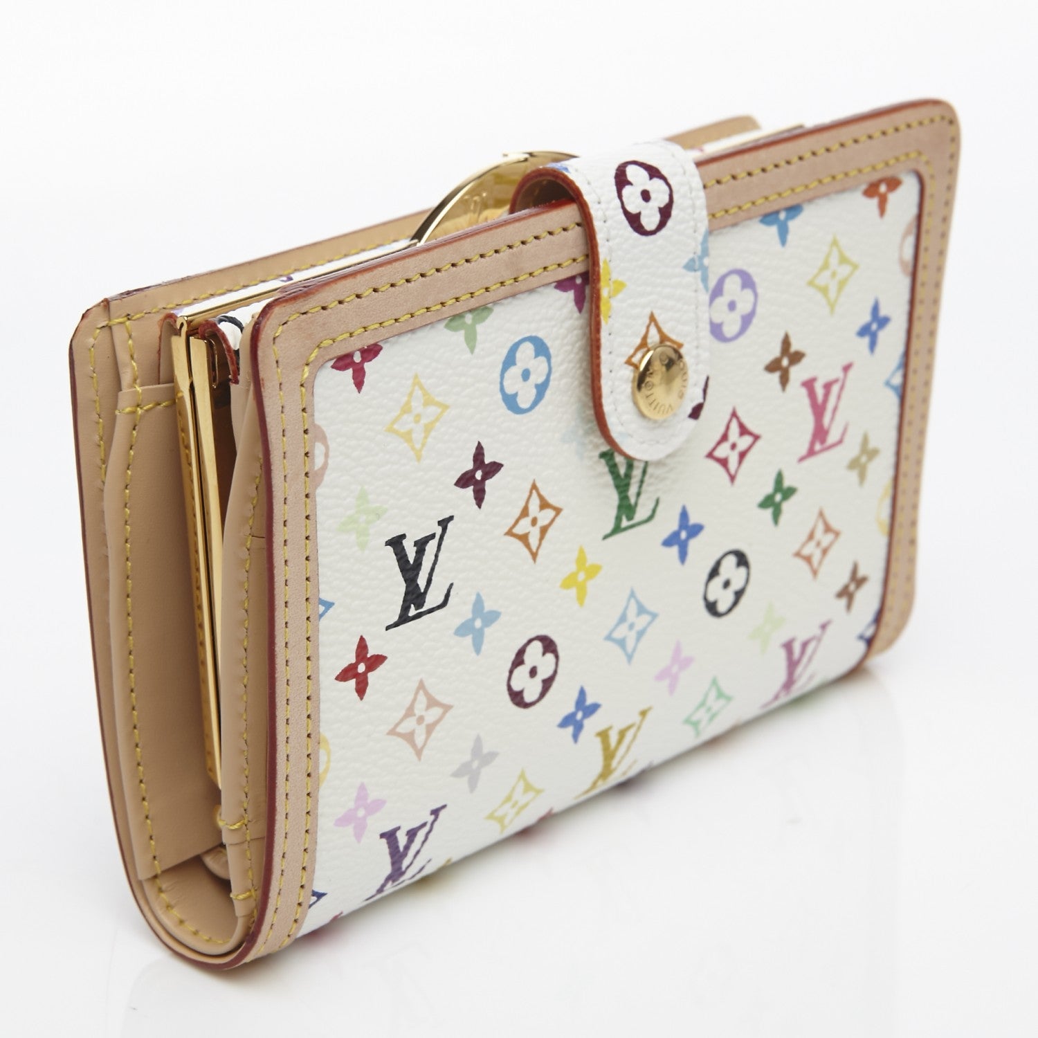 Louis Vuitton Monogram Multicolor French Purse Wallet White 3 of 7