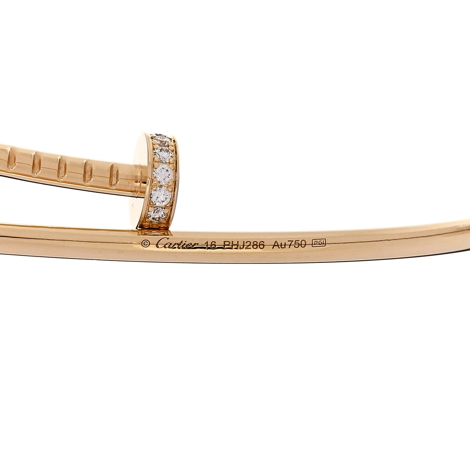 Cartier 18K Yellow Gold Diamond Small Juste Un Clou Bracelet 16 3 of 3