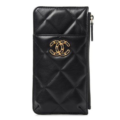 Chanel Lambskin Quilted 19 Phone and Card Holder Black 1 of 8