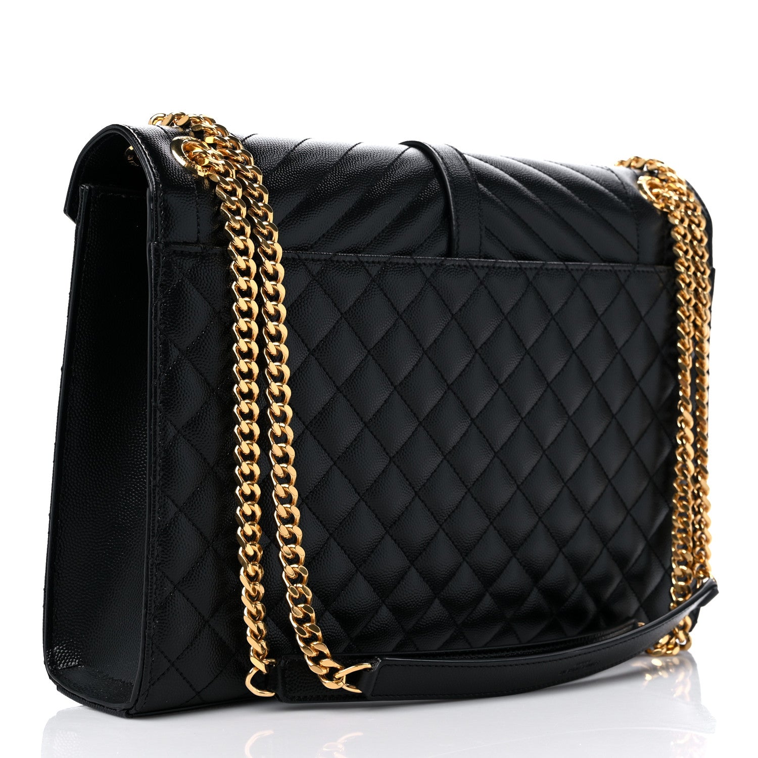 Saint Laurent Grain De Poudre Textured Mixed Matelasse Large Triquilt Monogram Satchel Black 3 of 9