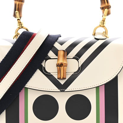 Gucci Calfskin Web Geometric Print Small Bamboo 1947 Top Handle Bag White Multicolor 8 of 13