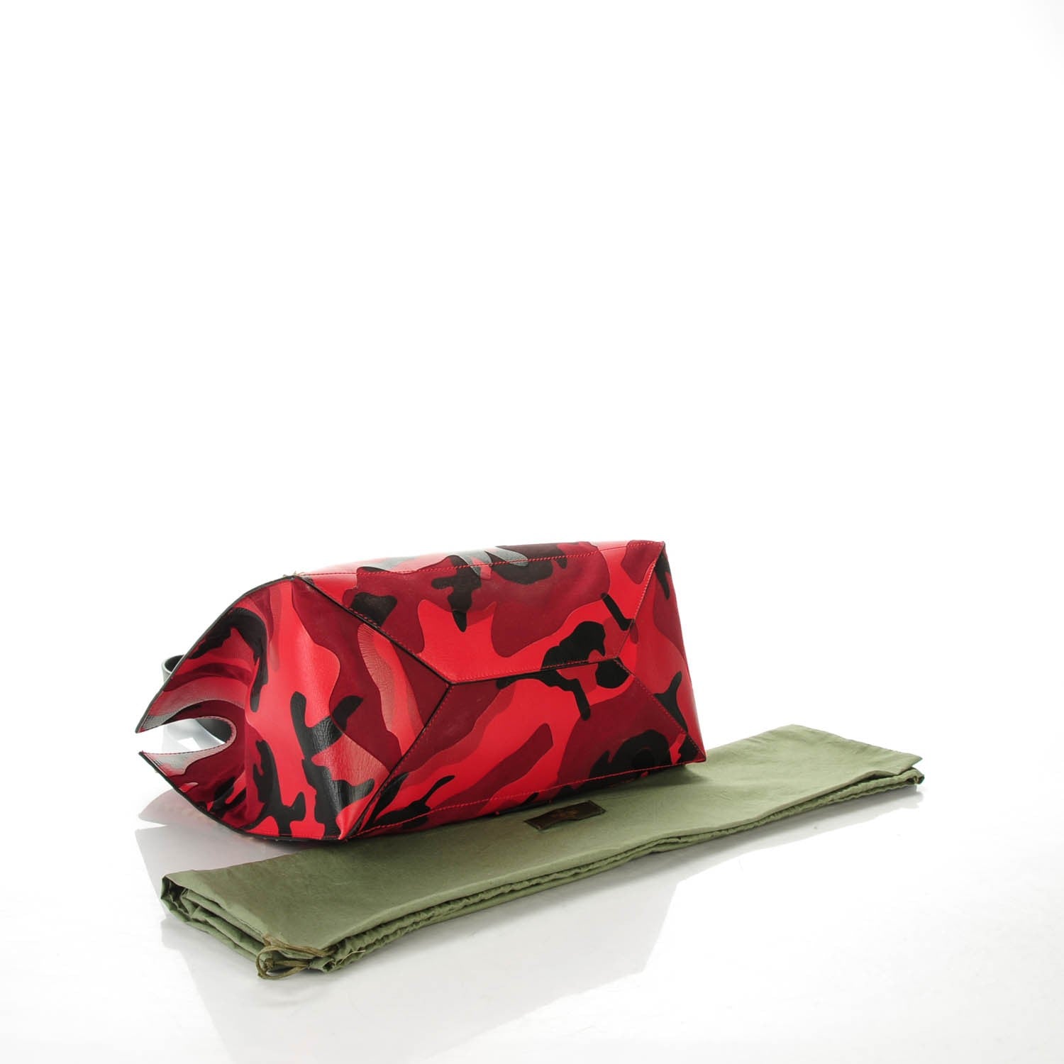 Valentino Garavani Nappa Canvas Camouflage Medium Rockstud Soft Tote Red 4 of 7