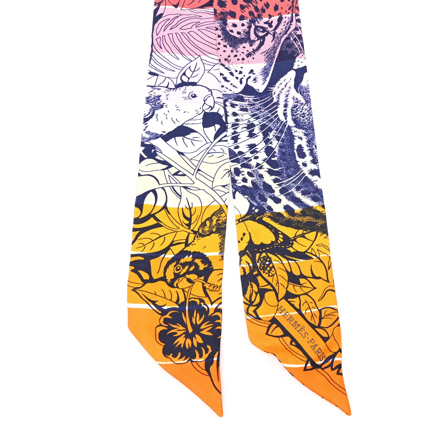 Hermes Silk Jungle Love Rainbow Twilly Orange Encre Vieux Rose 2 of 3