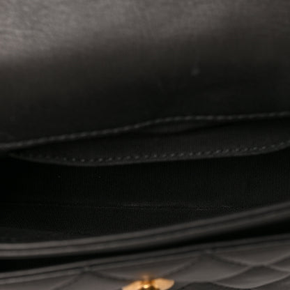 Chanel Calfskin Quilted Top Handle Flap Black 5 of 9