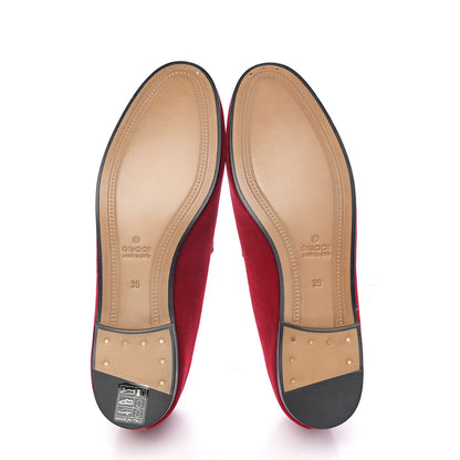 Gucci Velvet Horsebit Womens Jordaan Loafers 36 Hibiscus Red 7 of 9
