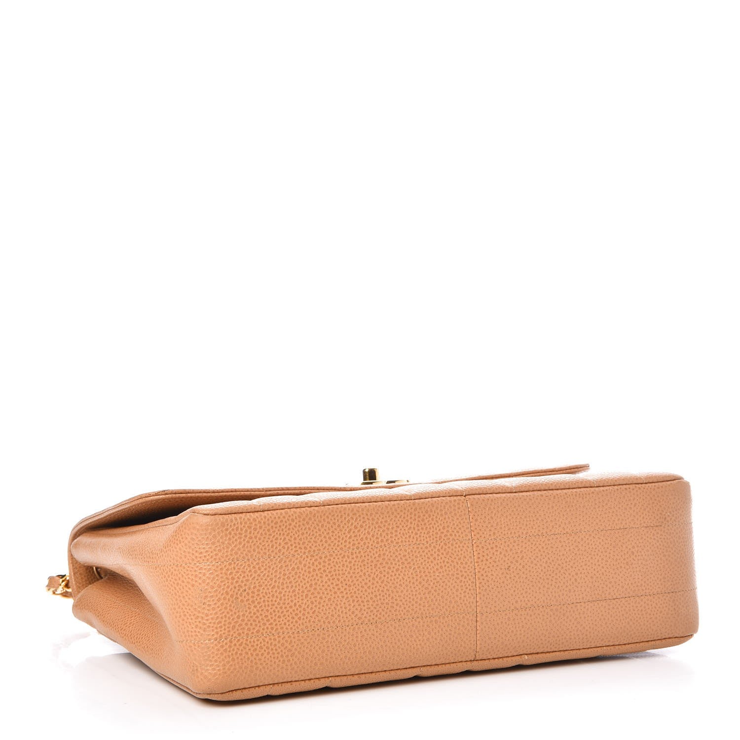 Chanel Caviar Vertical Quilted Jumbo Single Flap Beige 4 of 10