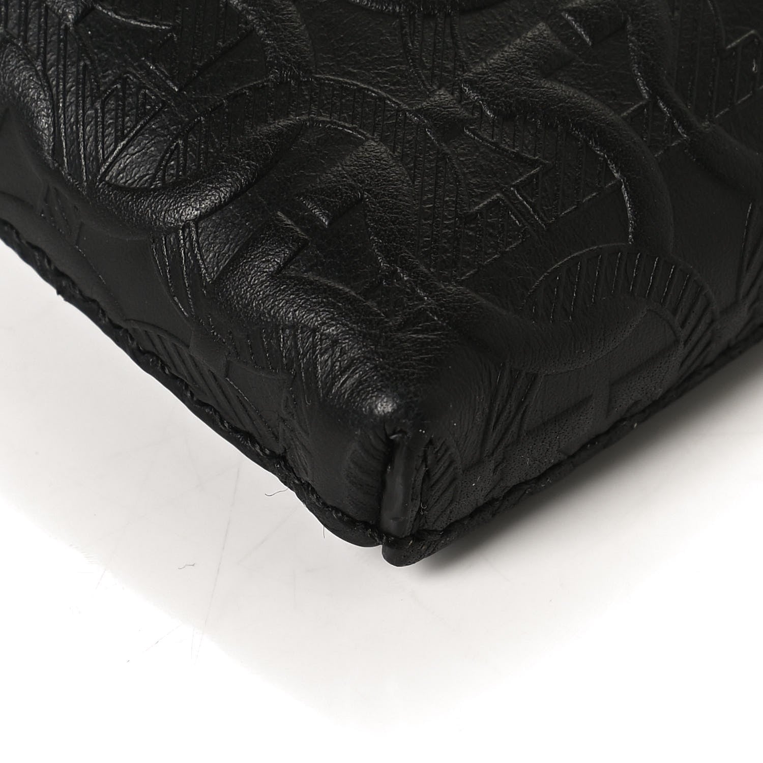 Salvatore Ferragamo Calfskin Gancini Embossed Travel Pouch Black 11 of 12