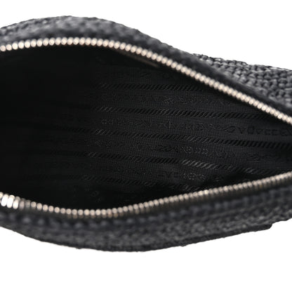 Prada Yarn Raffia Effect Crochet Triangle Shoulder Bag Black 5 of 10