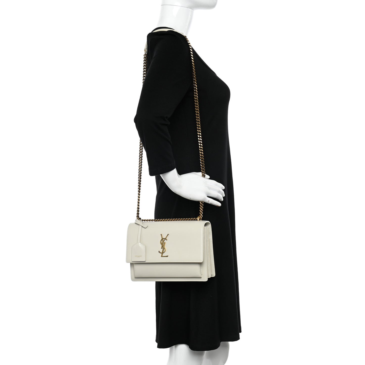Calfskin Medium Monogram Sunset Satchel Blanc Vintage