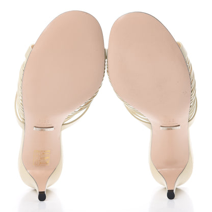 Gucci Malaga Kid Crawford Knot Mid Heel Slides 36.5 Vintage White 5 of 8