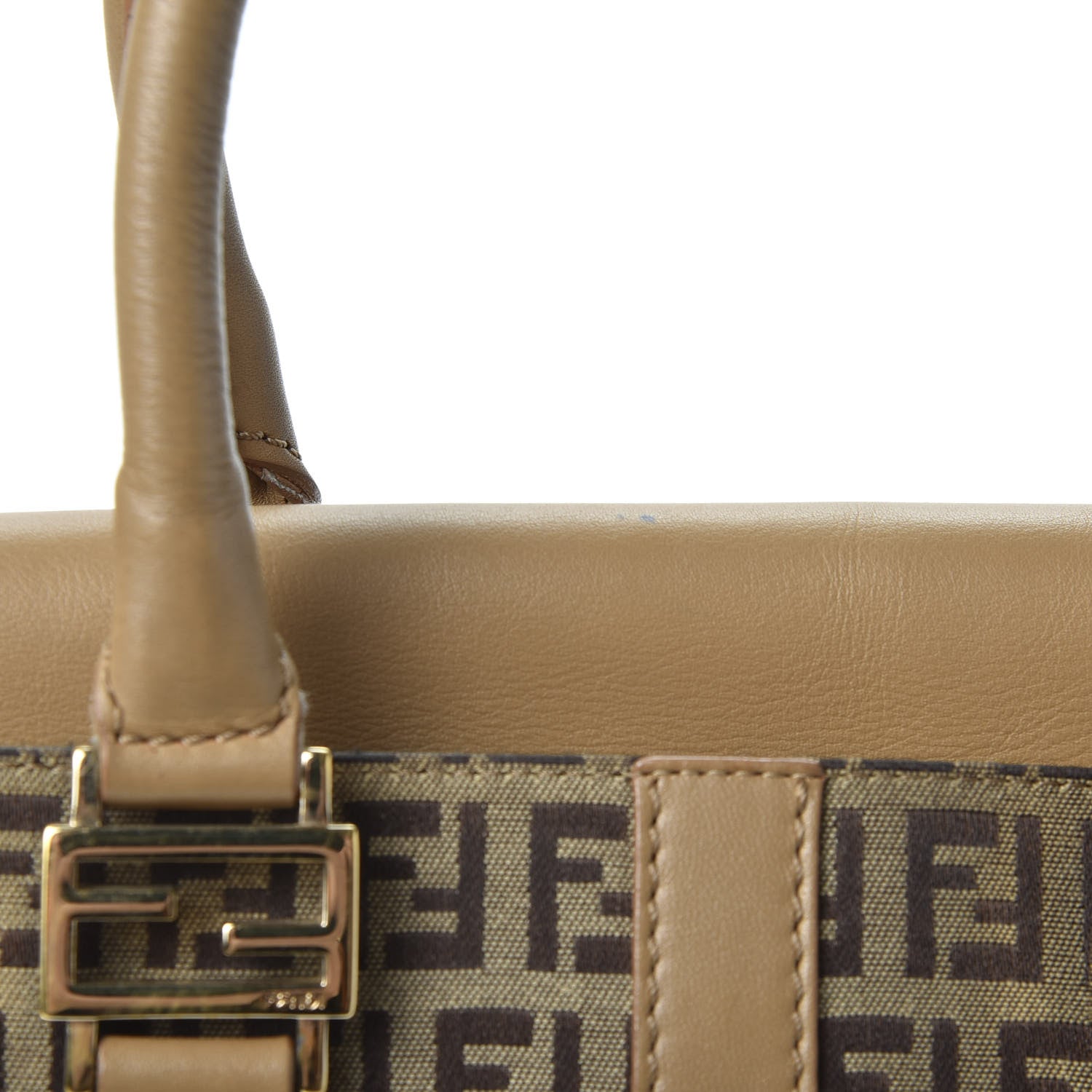 Fendi Zucchino Vitello Tote Mogano Panna 10 of 11