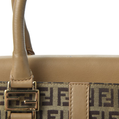 Fendi Zucchino Vitello Tote Mogano Panna 10 of 11
