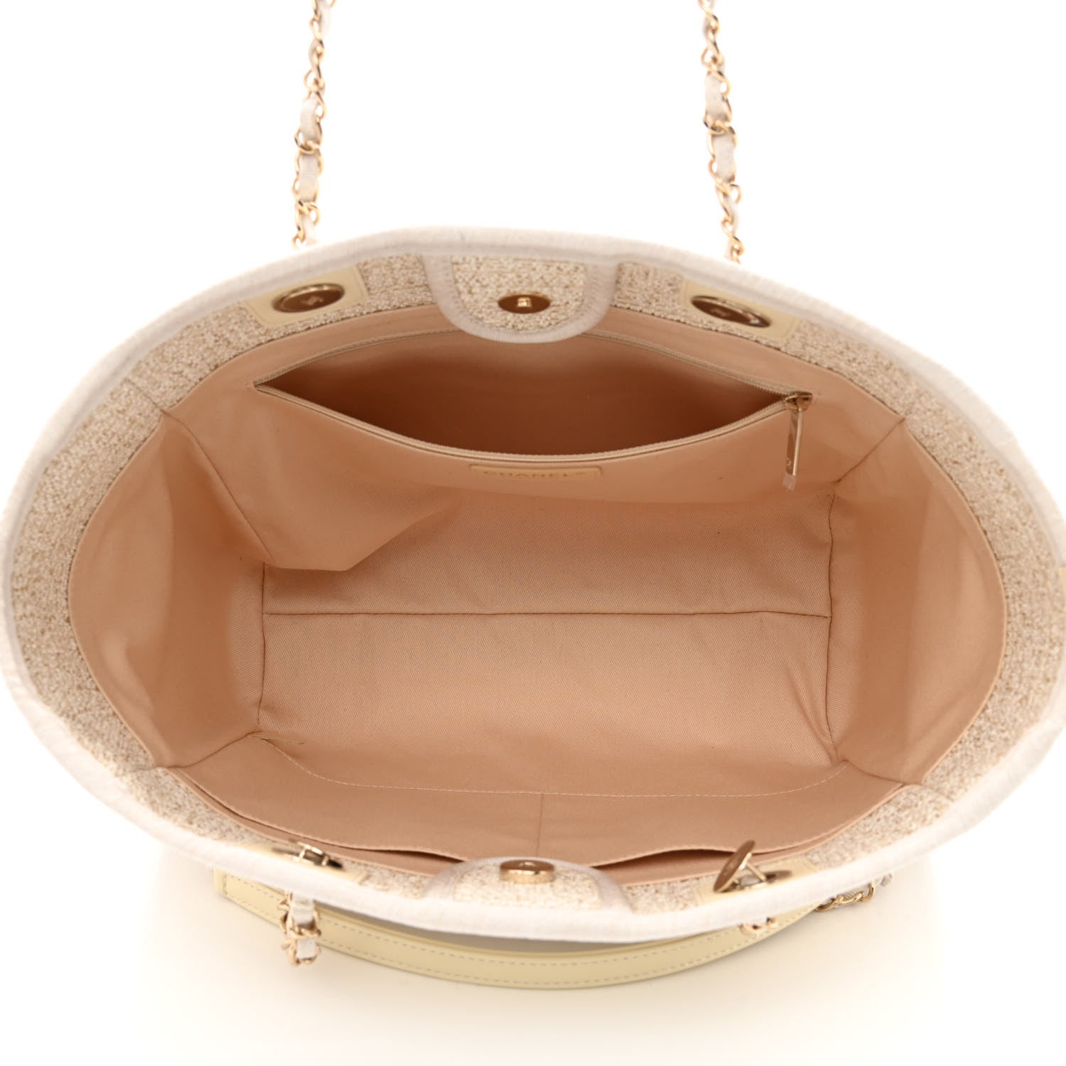 Chanel Lurex Boucle Small Deauville Tote Ivory 5 of 11