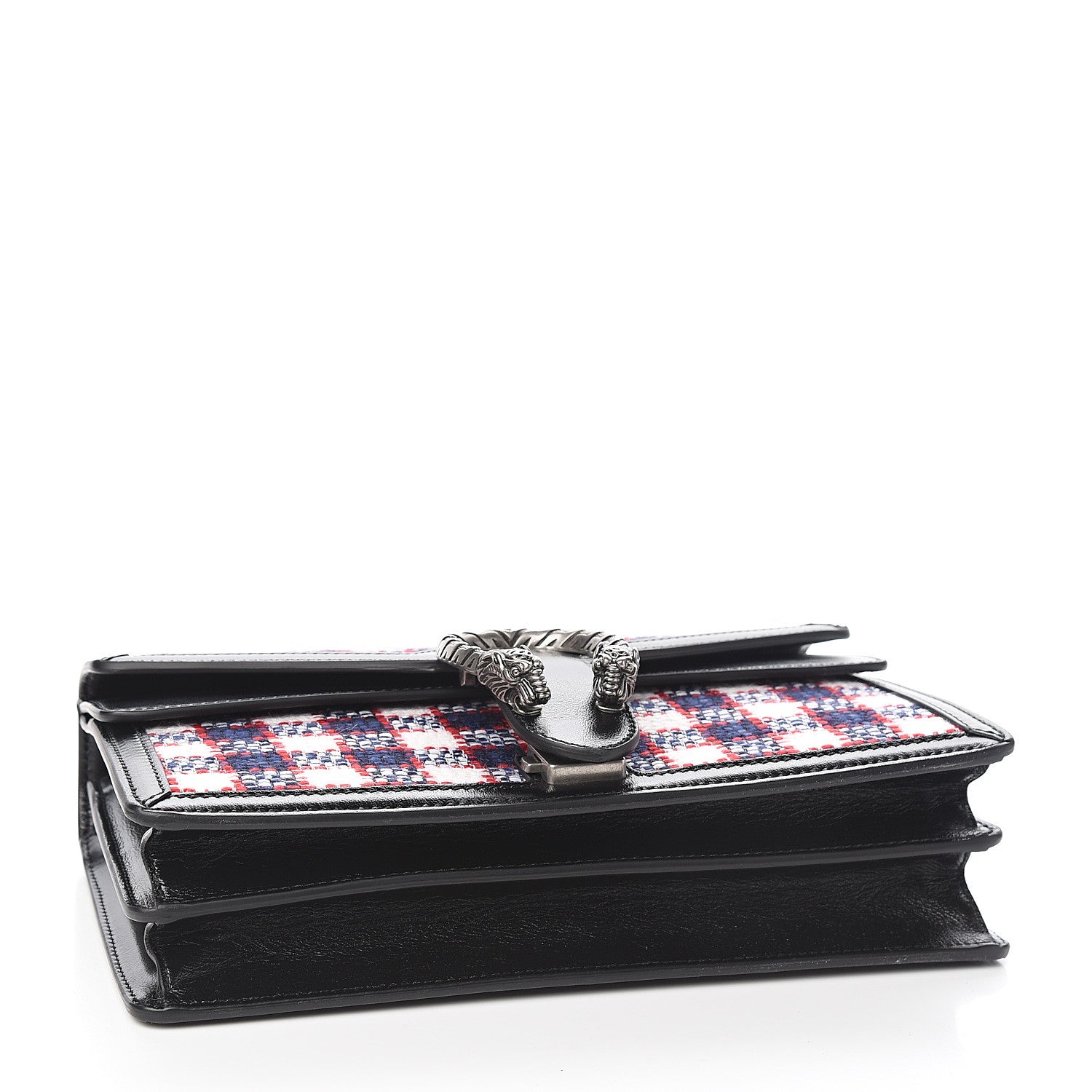 Gucci Vintage Tweed Check Small Dionysus Shoulder Bag White Hibiscus Red Marine 3 of 9