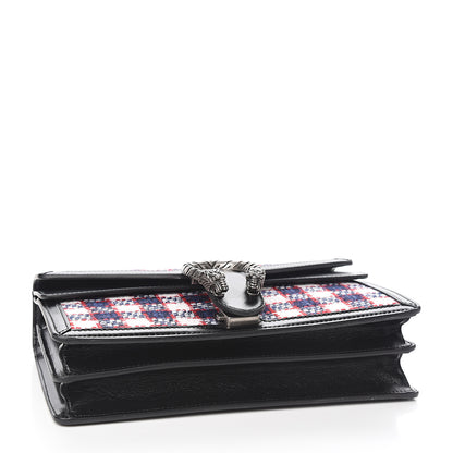 Gucci Vintage Tweed Check Small Dionysus Shoulder Bag White Hibiscus Red Marine 3 of 9