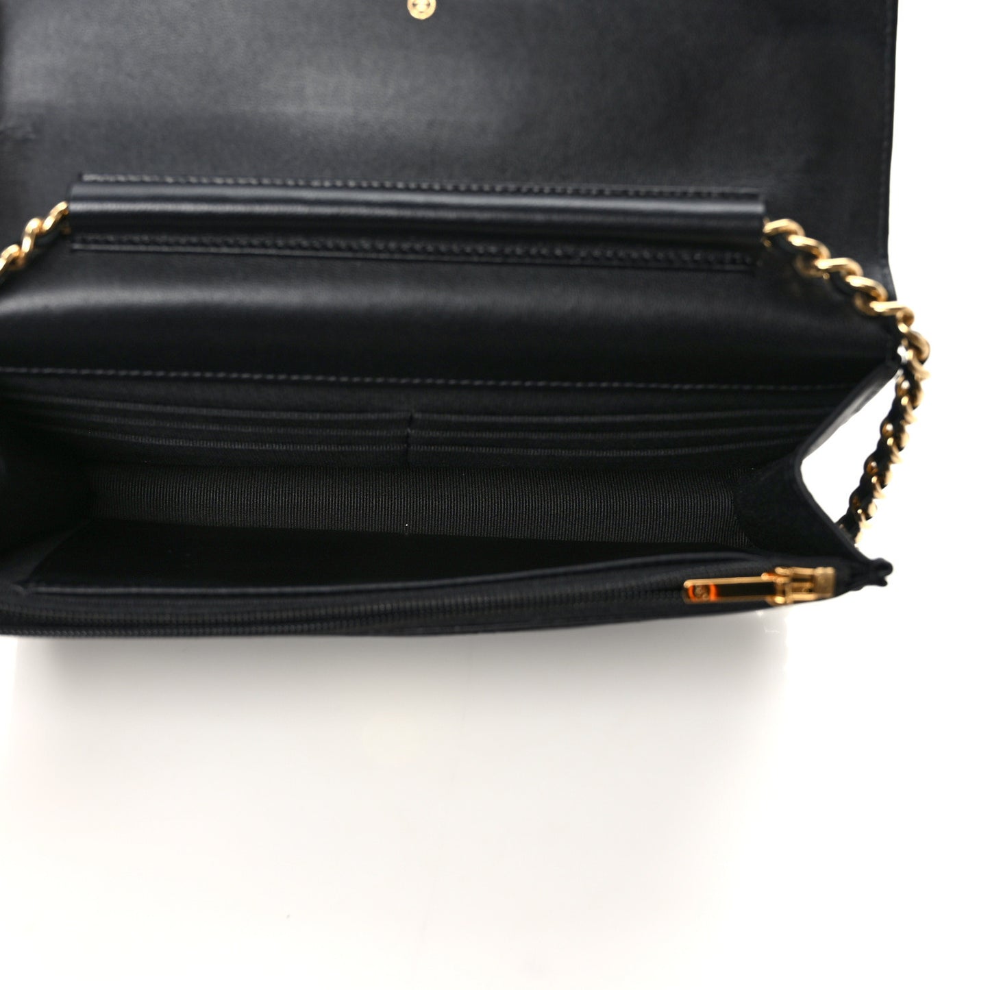Lambskin Quilted Enamel Coco Casino Wallet On Chain WOC Black