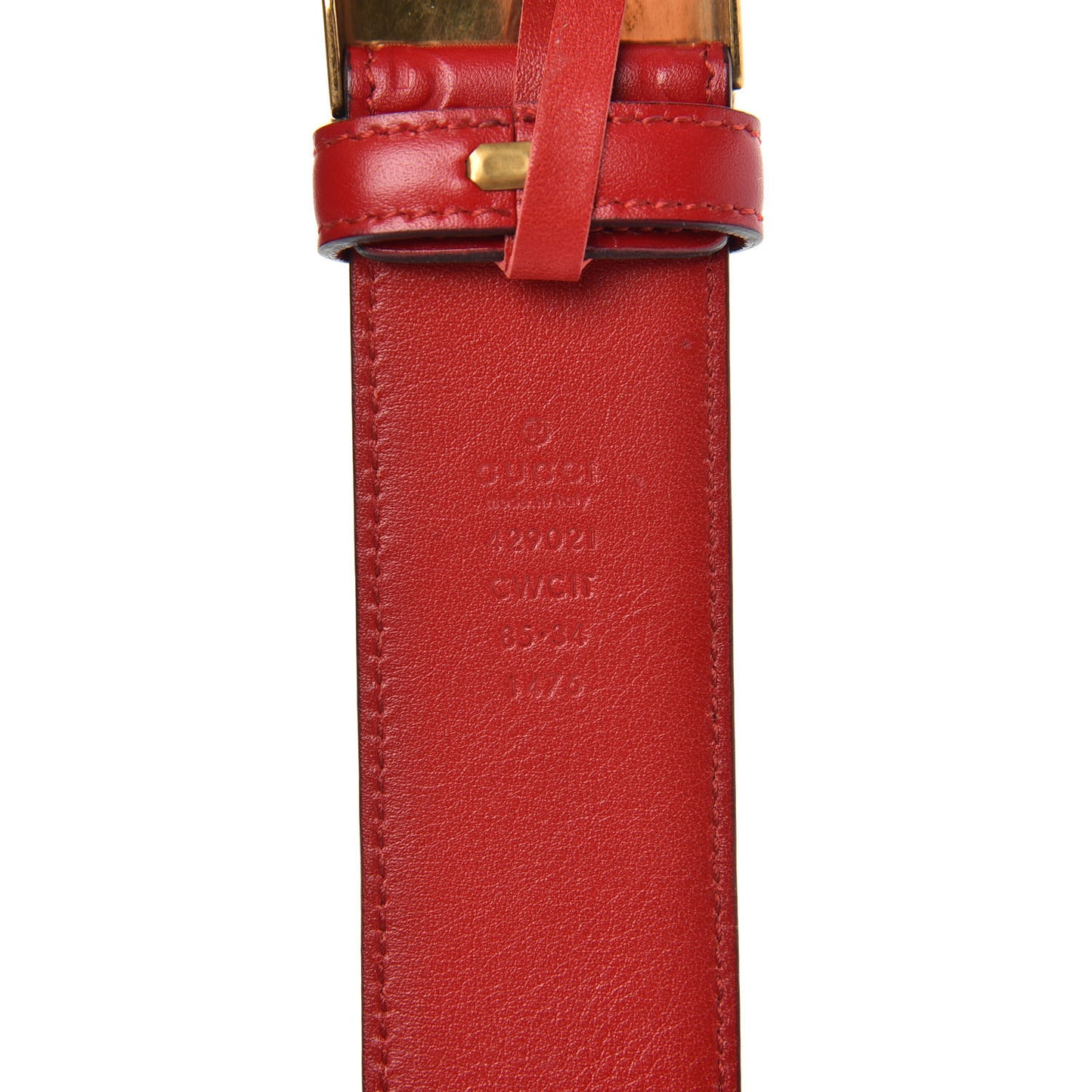 Guccissima Feline Plaque Belt 85 34 Hibiscus Red