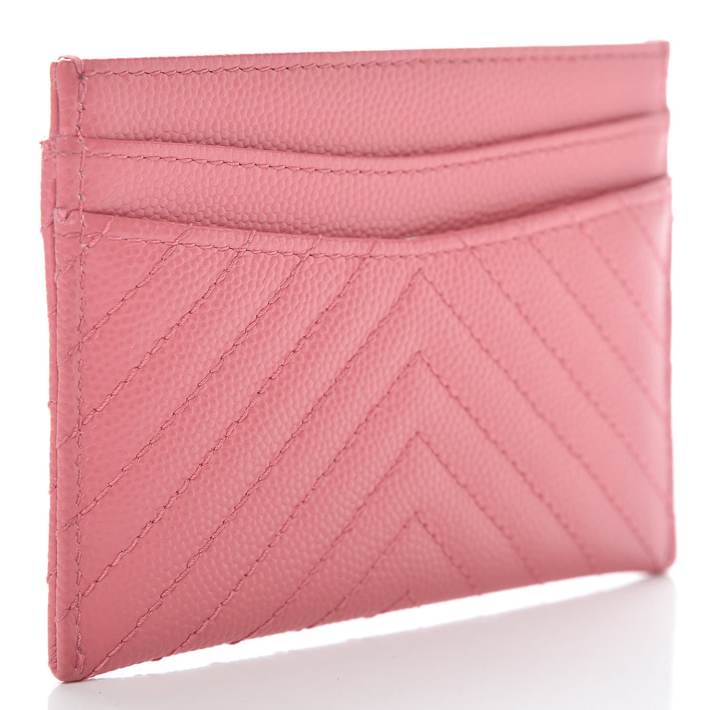 Caviar Chevron Quilted Card Holder Pink