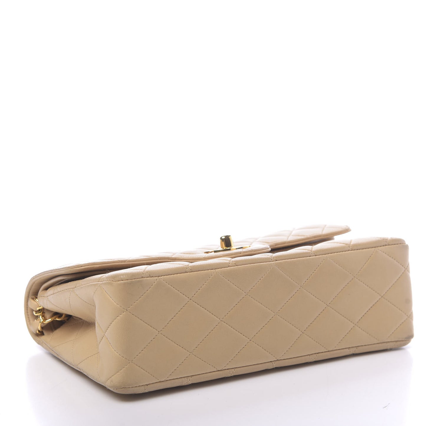 Lambskin Quilted Small Double Flap Beige