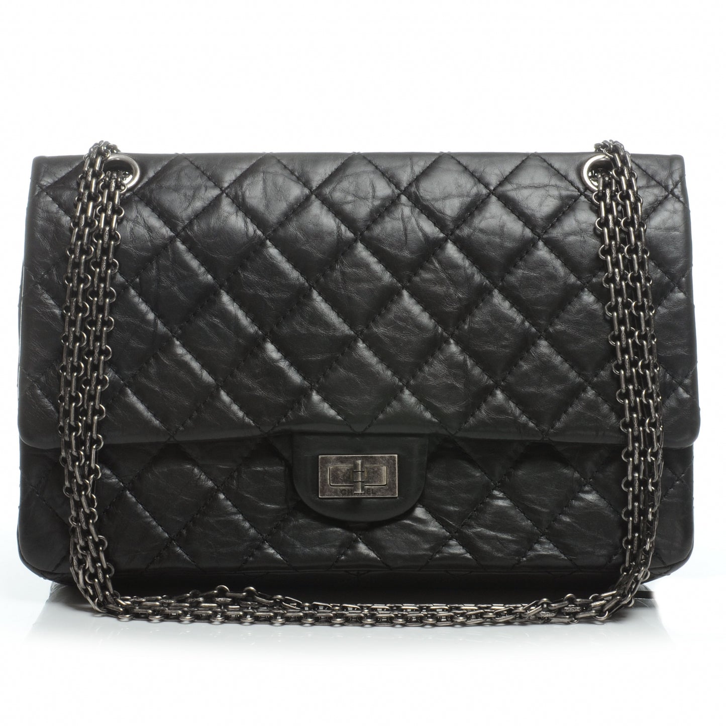 Aged Calfskin Quilted 2.55 Reissue 226 Flap Black