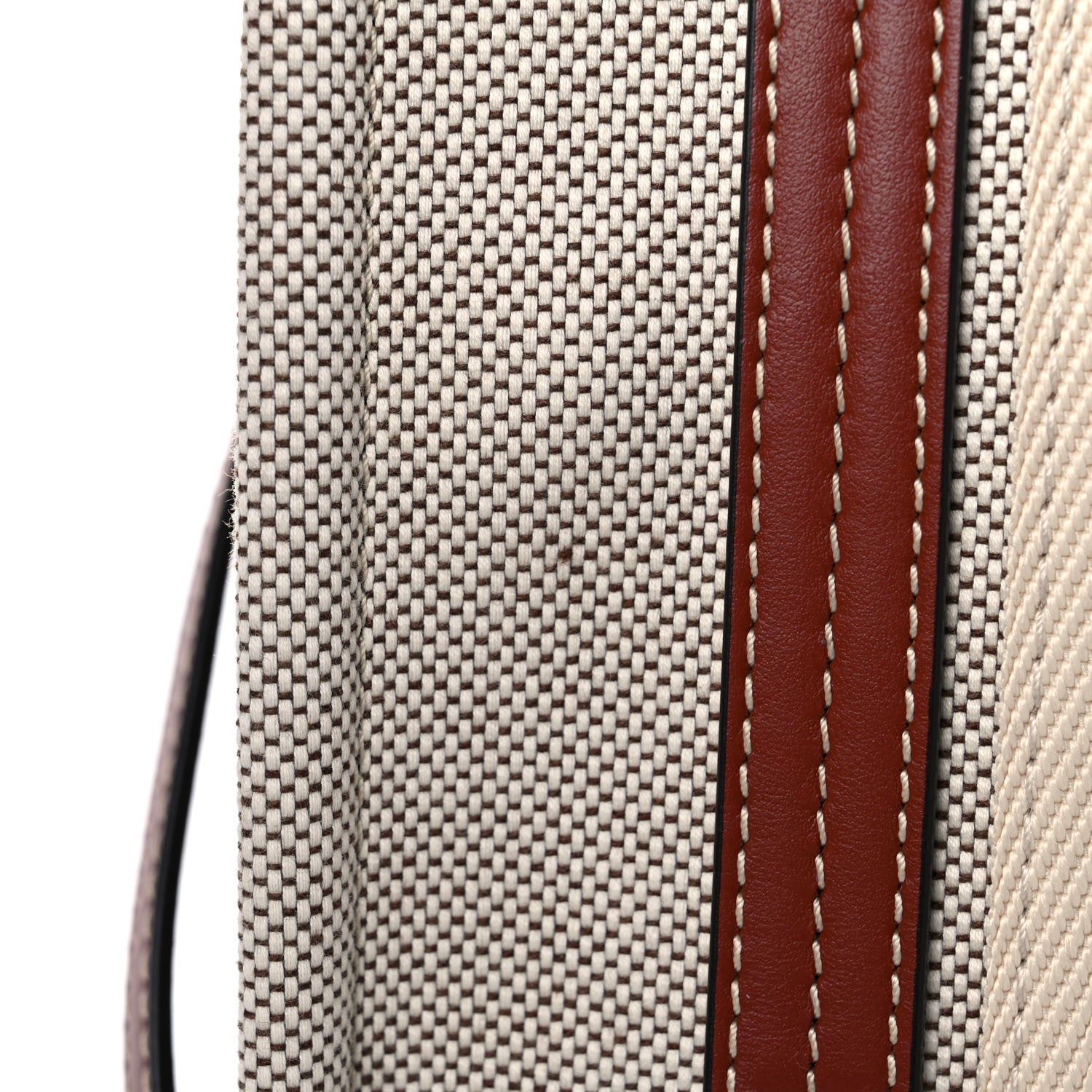 Chloe Cotton Calfskin Small Woody Ribbon Tote With Strap White Brown 18 of 20